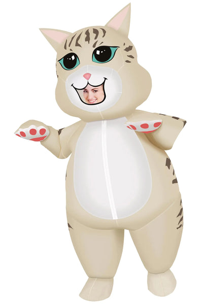 M MH ZONE Inflatable Cat Costume for Adult(Kids) Funny Halloween Costumes for Girls Cosplay Fantasy Blow up Costume Gray