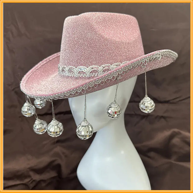 Gold Powder Ball Cowboy Hat for Parties and Costumes