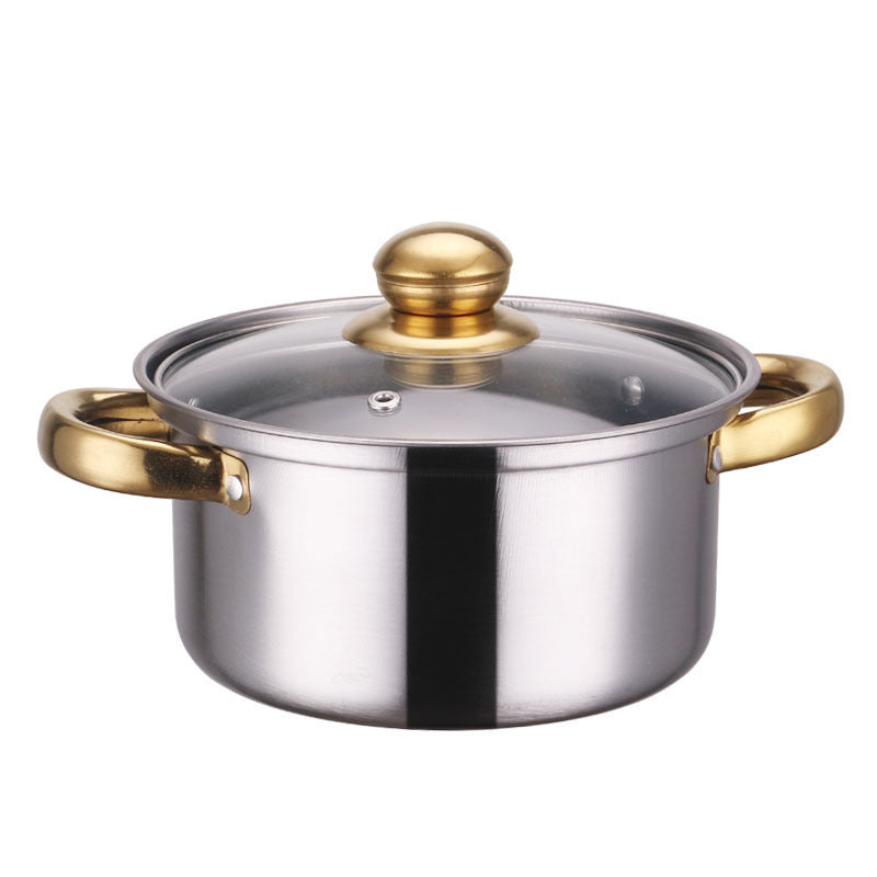 Stainless Steel Gold Handle Pot Set Non-stick Pan Stainless Pots Suit