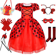 Ladybug Costume Lady Bug Costumes for Girls Halloween Costumes for Kids Toddler Costume Ladybug Dress Ladybird Dress Up for Birthday Christmas 9-10 Years