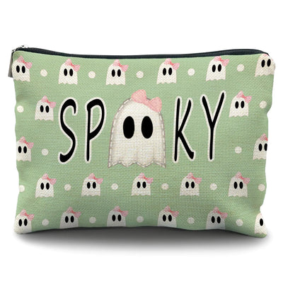 green bow halloween makeup bagpink bow spooky makeup baghalloween bags for women halloween cosmetic bag pink halloween gifts for women，halloween gifts spooky gifts halloween gifts for women