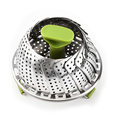 Handle Foldable Vegetable Drain Pan Kitchen Steamed Bun Steaming Rack