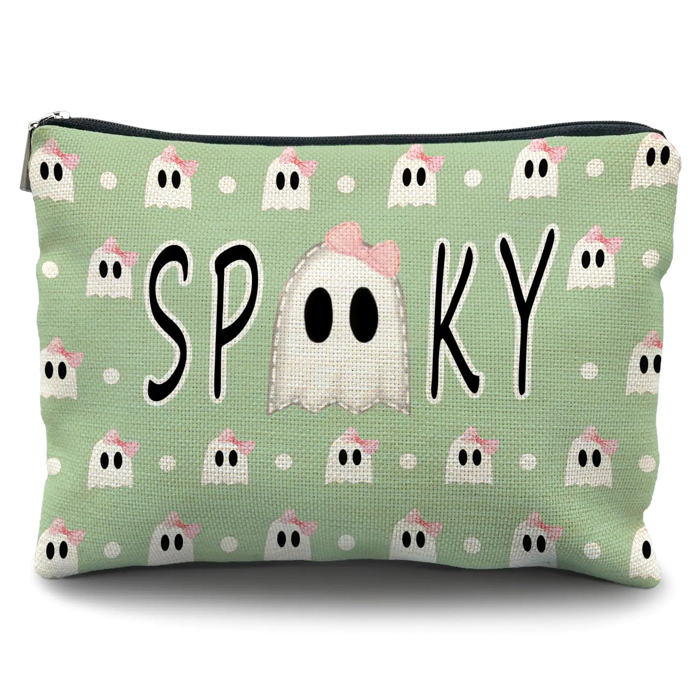 green bow halloween makeup bagpink bow spooky makeup baghalloween bags for women halloween cosmetic bag pink halloween gifts for women，halloween gifts spooky gifts halloween gifts for women