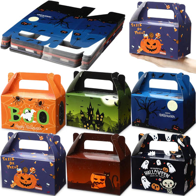 Zhanmai 36 Pack Halloween Treat Box Halloween Goodie Boxes Treat Boxes Halloween Boxes Container Halloween Cookie Cupcake Snack Box with Handle Party Favor Box